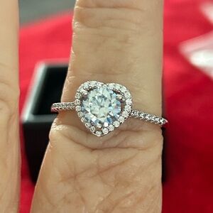 Ice Blue Moissanite Diamond Heart-Shaped Ring size 9‎ Retail $699